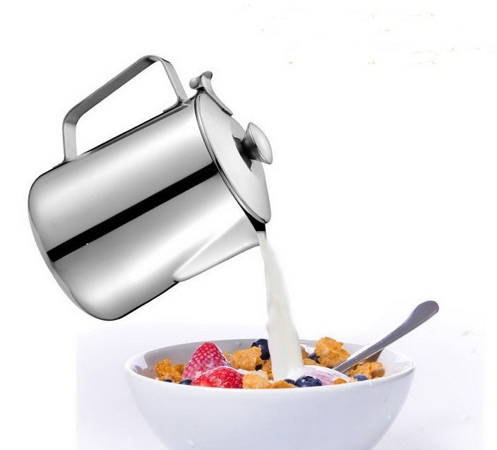 New stainless steel 304 milk frothing pitcher with lid