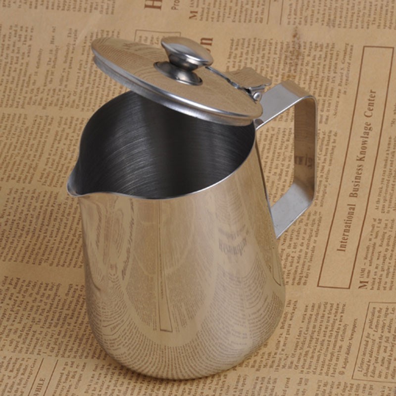 New stainless steel 304 milk frothing pitcher with lid