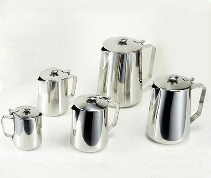 New stainless steel 304 milk frothing pitcher with lid