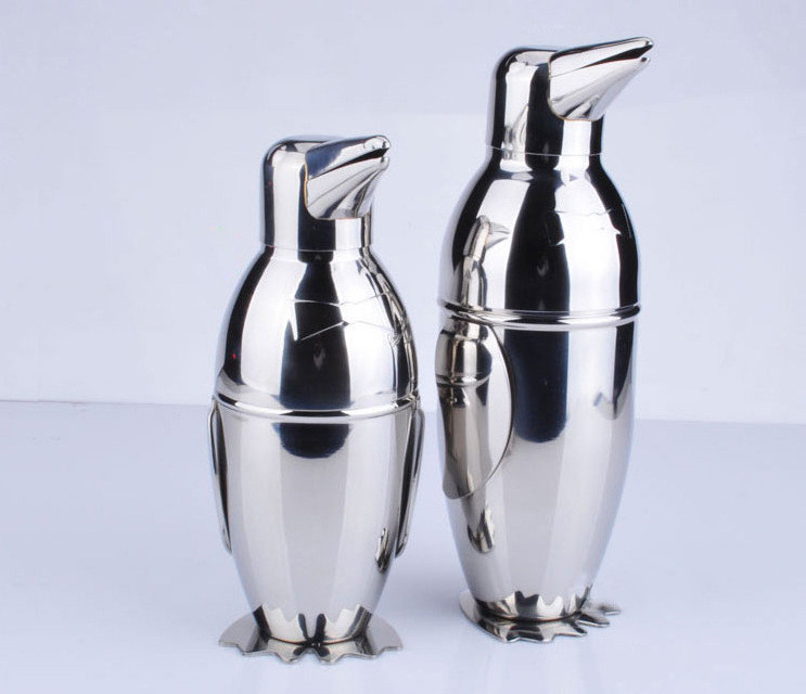 Bartender Tool Custom Stainless Steel Cocktail Shaker Set Metal penguin Cocktail Shaker