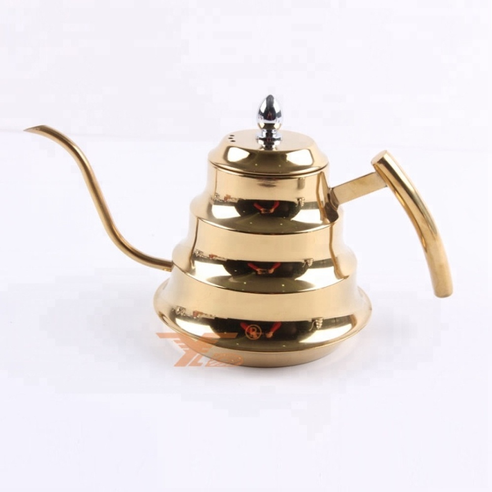 Wholesale Stainless steel teapot with strainer gold coffee kettle