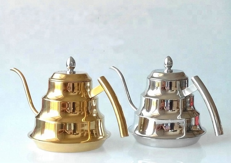 Wholesale Stainless steel teapot with strainer gold coffee kettle