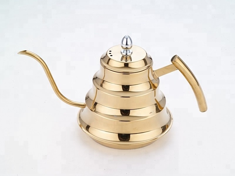 Wholesale Stainless steel teapot with strainer gold coffee kettle