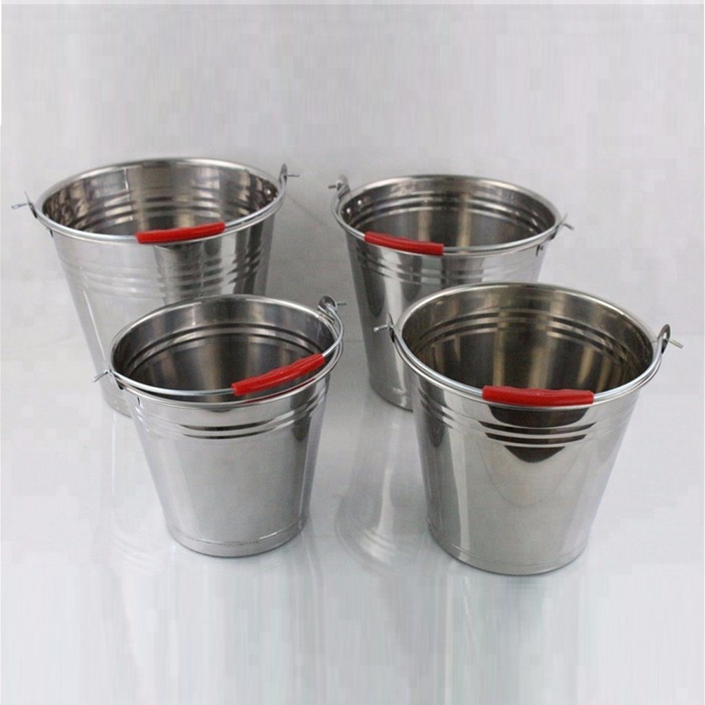 Stainless Steel Water Bucket With Lid Durable Pails For Farms Mop Bucket