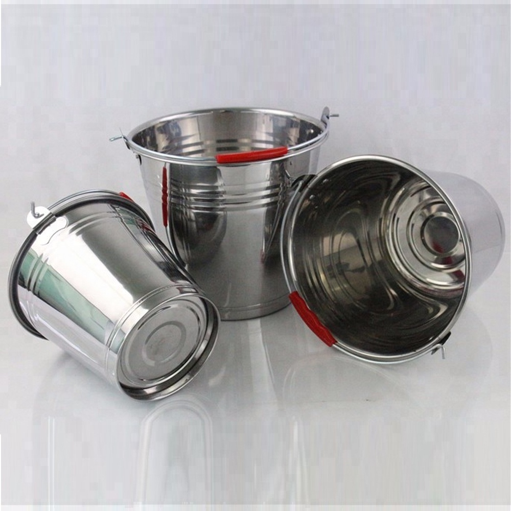 Stainless Steel Water Bucket With Lid Durable Pails For Farms Mop Bucket