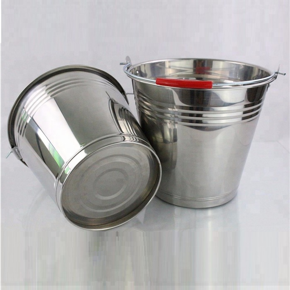 Stainless Steel Water Bucket With Lid Durable Pails For Farms Mop Bucket