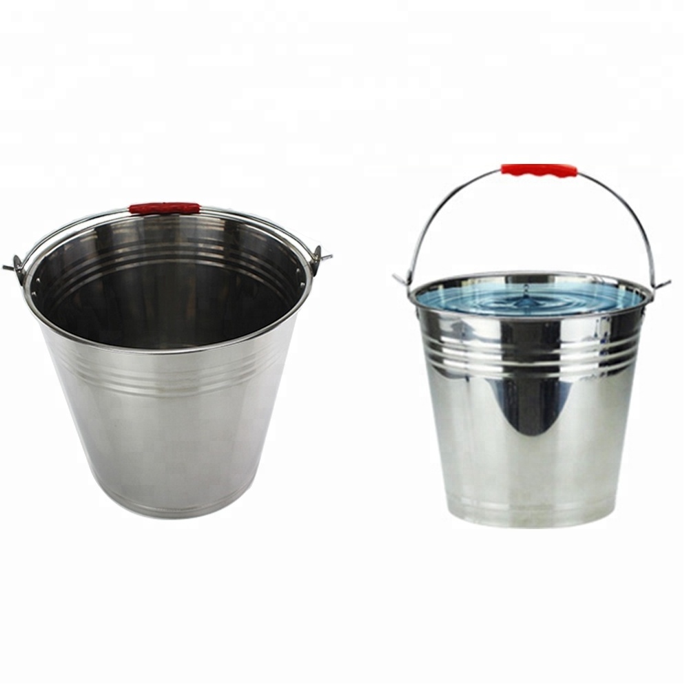 Stainless Steel Water Bucket With Lid Durable Pails For Farms Mop Bucket