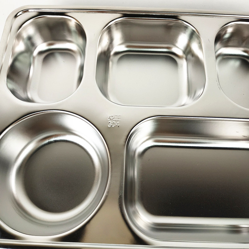 18/8 School 5 compartment mess tray stainless steel divided plate school dinner plate