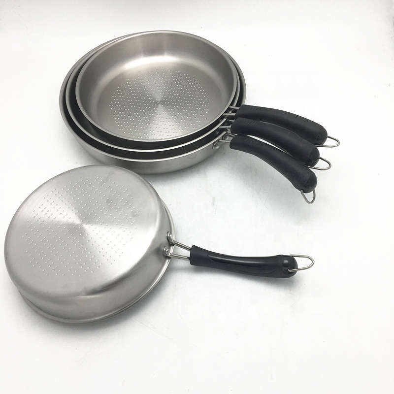 factory wholesale round shape two handled stainless steel food fry pan & wok