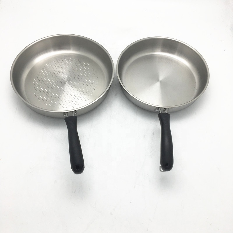 factory wholesale round shape two handled stainless steel food fry pan & wok