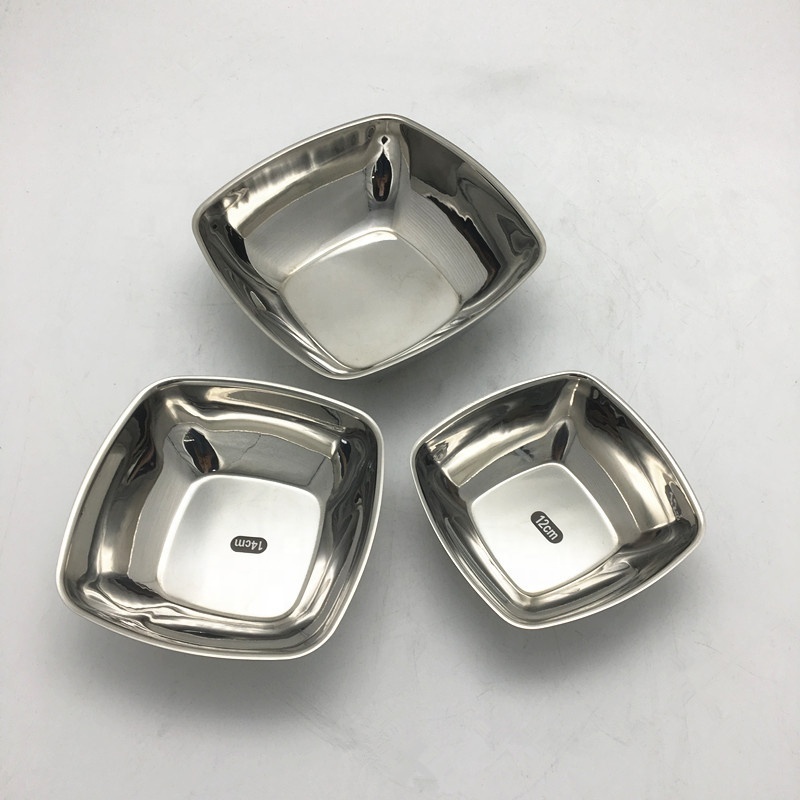 Tableware 4/5/6inch salad bowl Wholesale custom logo stainless steel square bowl