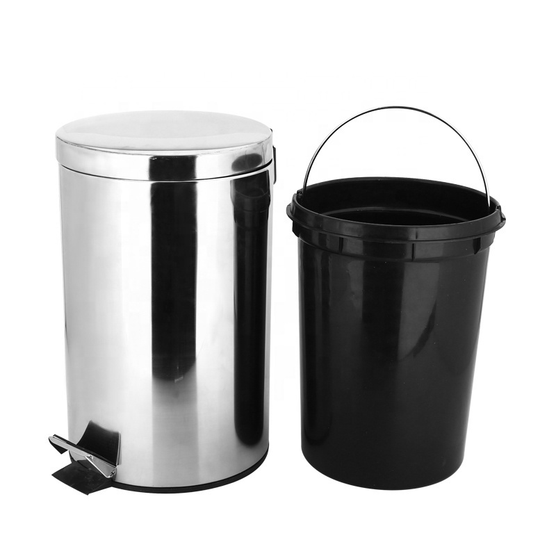 Stainless Steel Trash Can with Inner Bucket Pedal Waster Bin Garbage Bin for Kitchen