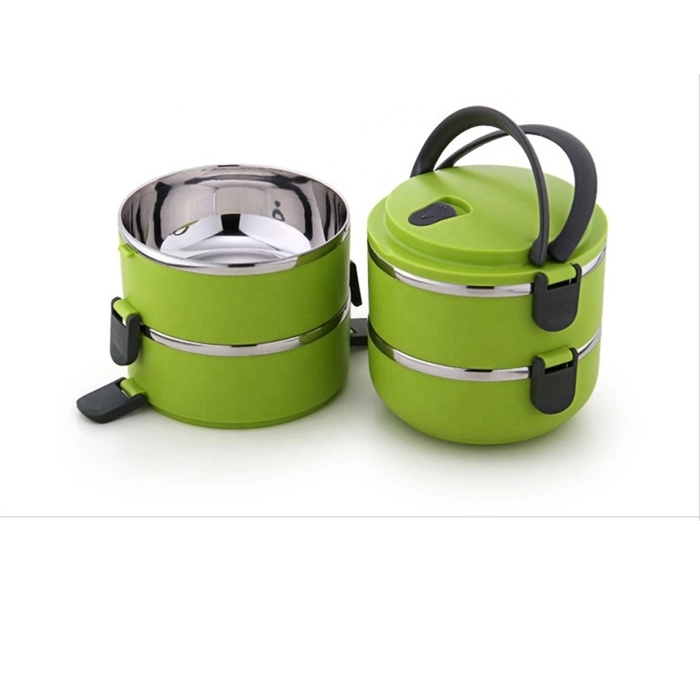 Wholesale 2/3/4 layers bento food container keep warm round tiffin insulated stainless steel food carrier