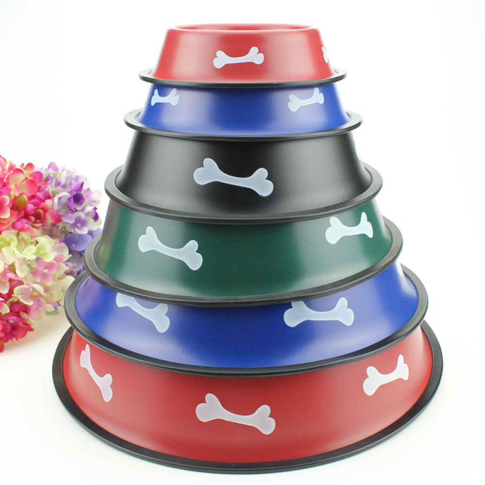 Lihong High quality Metal Dog Bowls Stainless Steel Pet Feeder Dog Food feeding Bowl Anti-slip Rubber Bottom