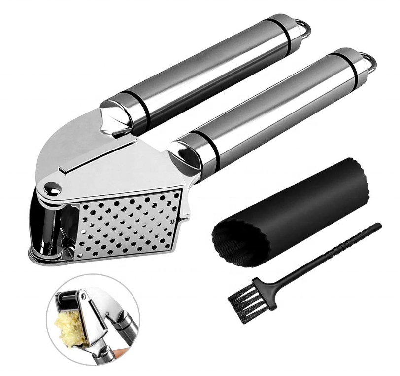 Garlic Press Stainless Steel Arc Rocker Rocking Garlic Press Crusher Mincer Chopper Silicone Garlic Peeler