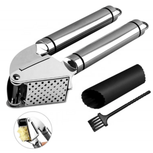 Garlic Press Stainless Steel Arc Rocker Rocking Garlic Press Crusher Mincer Chopper Silicone Garlic Peeler