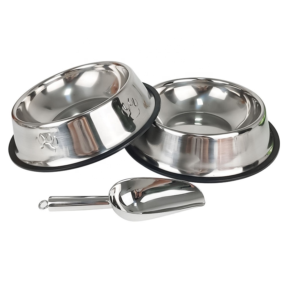 Lihong High quality Metal Dog Bowls Stainless Steel Pet Feeder Dog Food feeding Bowl Anti-slip Rubber Bottom