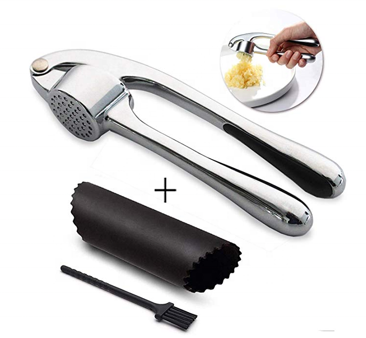 Garlic Press Stainless Steel Arc Rocker Rocking Garlic Press Crusher Mincer Chopper Silicone Garlic Peeler