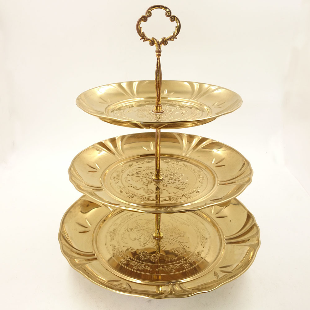 3 tier dessert tray candy dish stainless cake plate stand sugar christmas dry fruit plates