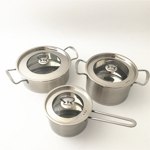 Stainless Steel 3-pieces Cookware Sets Cooking Pot Small Sauce Pan Insulated Casserole Pots