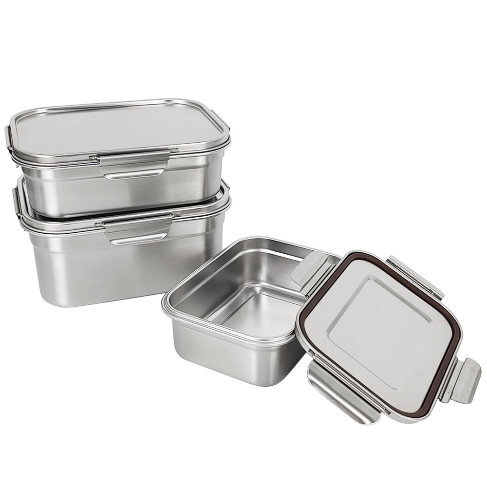 2023 New Design 100% Leakproof Design Stainless Steel 304 Lunch Box for Office Metal Food Bento Box with Steel Lid