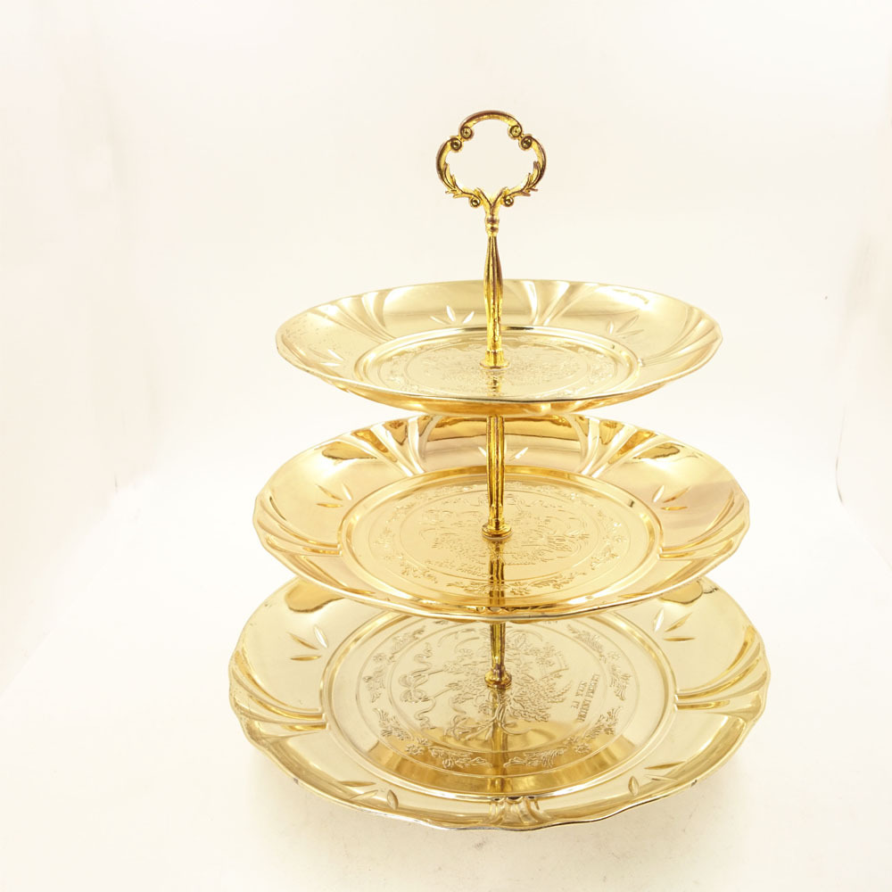 3 tier dessert tray candy dish stainless cake plate stand sugar christmas dry fruit plates