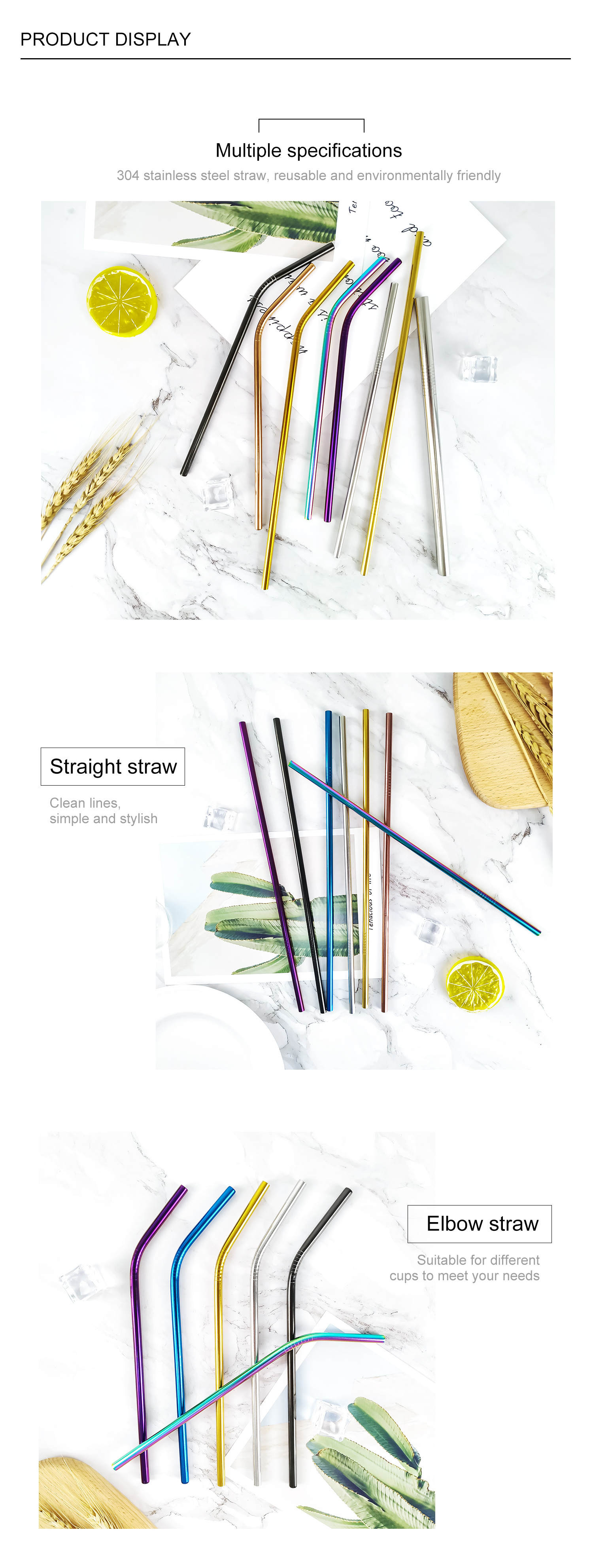 Cheap price recyclable metal straw custom stainless steel drinking straws