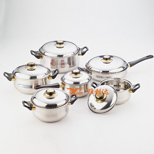 Kitchen equipment stainless steel cooking pot set 8pcs cookware sets wholesale