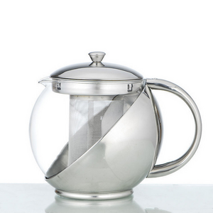 Lihong Promotional Items Heat Resistant Glass andStainless Steel Teapot Tea Pot With Strainer Filter Pyrex Glass Tea Kettle