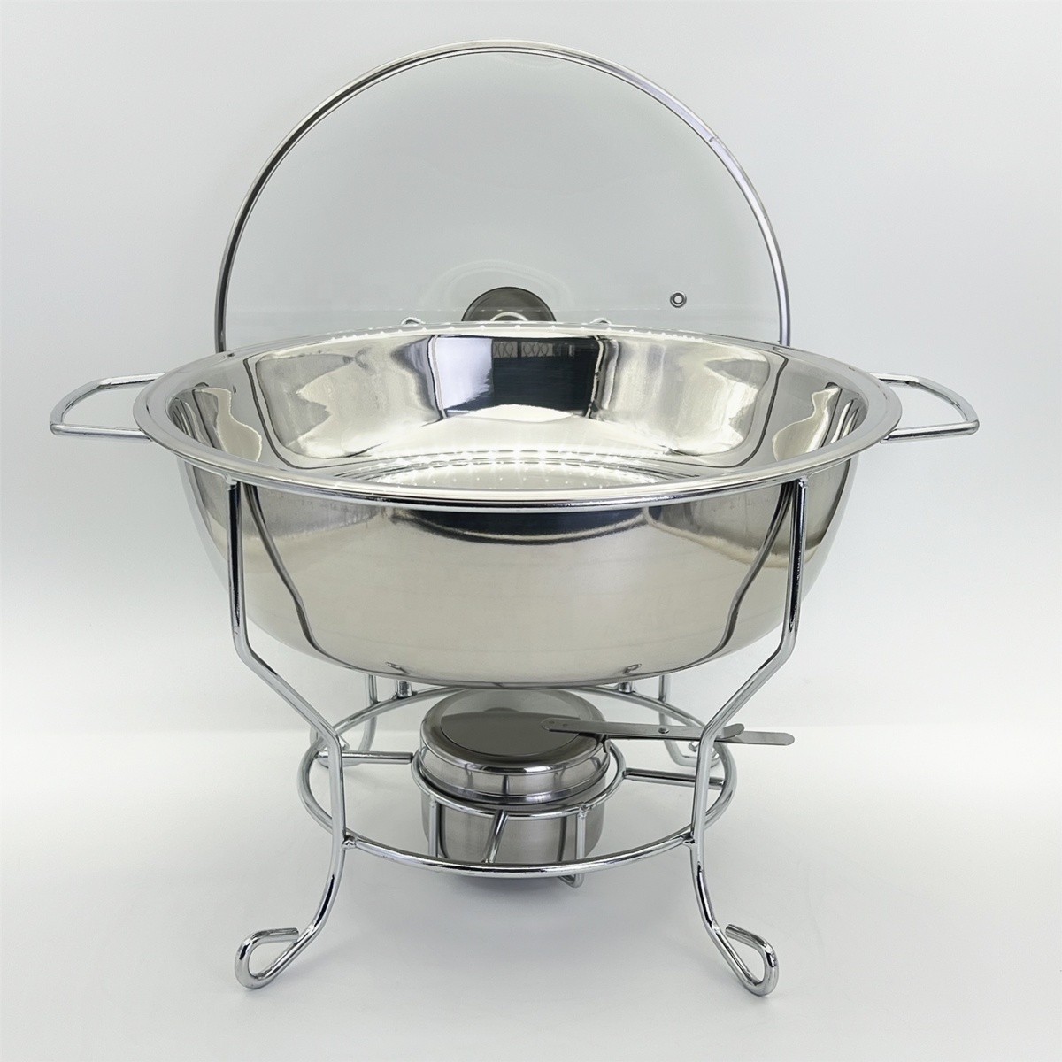 Simple Design Stainless Steel Round Chafing Dish Food Warmer Buffet Chafing Dishes For Party Restaurant Catering