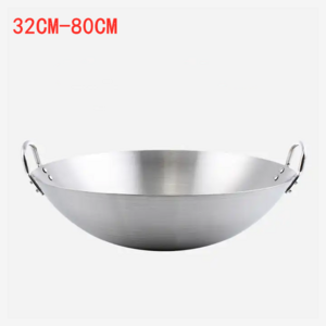 Professional Stainless Steel 32-80cm Wok Kitchen Utensils Fry pan Stainless Steel Pot big wok two handles