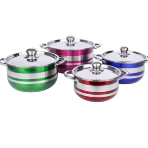 Hot sale stainless steel Saucepan with Cover 8pcs Colorful Cookware sets Easy Clean