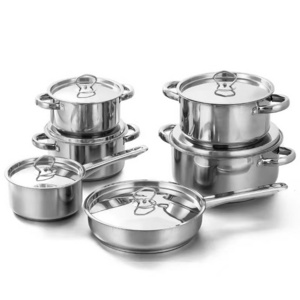 2023 Popular Cookware Set 15Pcs Stainless Steel  Cooking Pots Sets Nonstick Cookware With Glass Lid For Kitchen Cooking