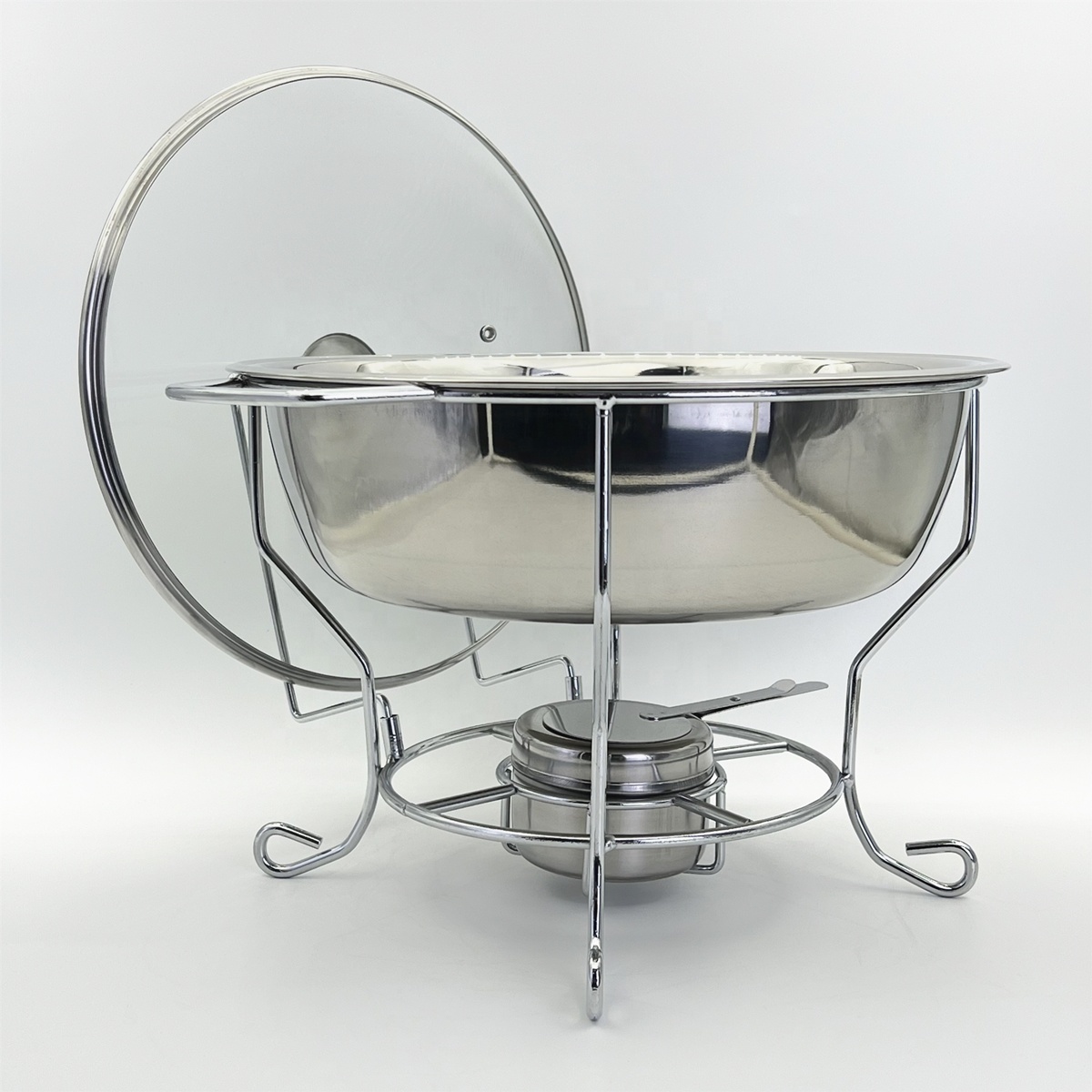 Simple Design Stainless Steel Round Chafing Dish Food Warmer Buffet Chafing Dishes For Party Restaurant Catering