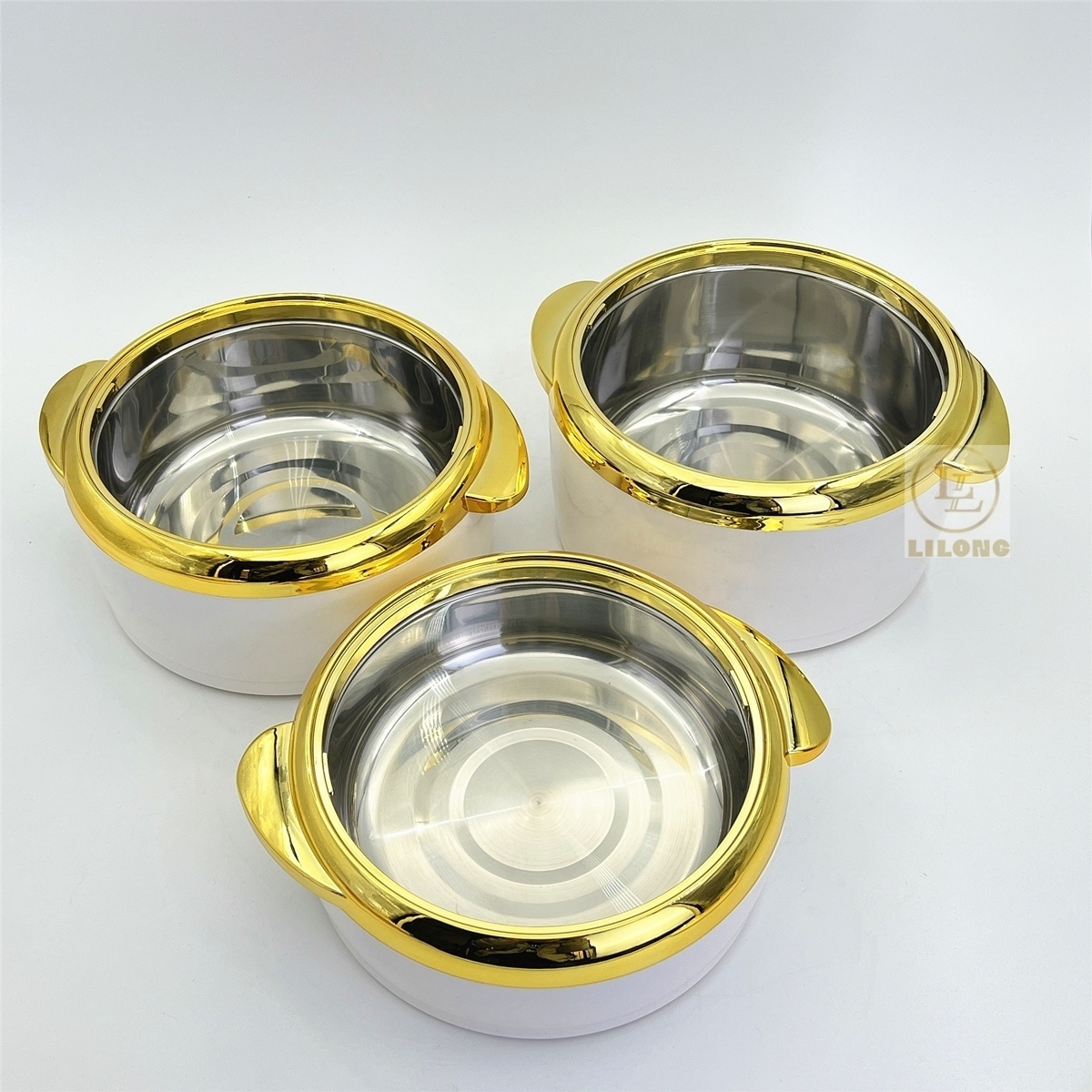 Luxury Home Use 3 Pcs/Set Insulated Stainless Steel Hot Pot Food Warmers Casserole Container