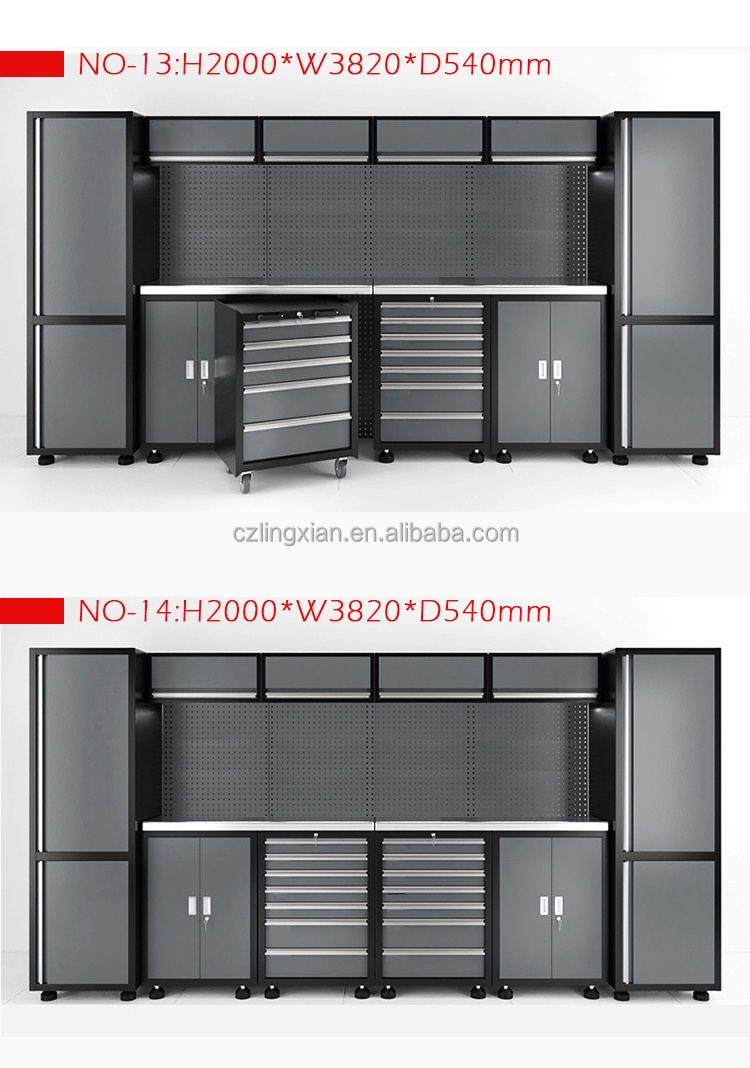 4m 5m 7m metal customized heavy duty steel garage wall tool cabinet storage ,garage cabinet set workbench