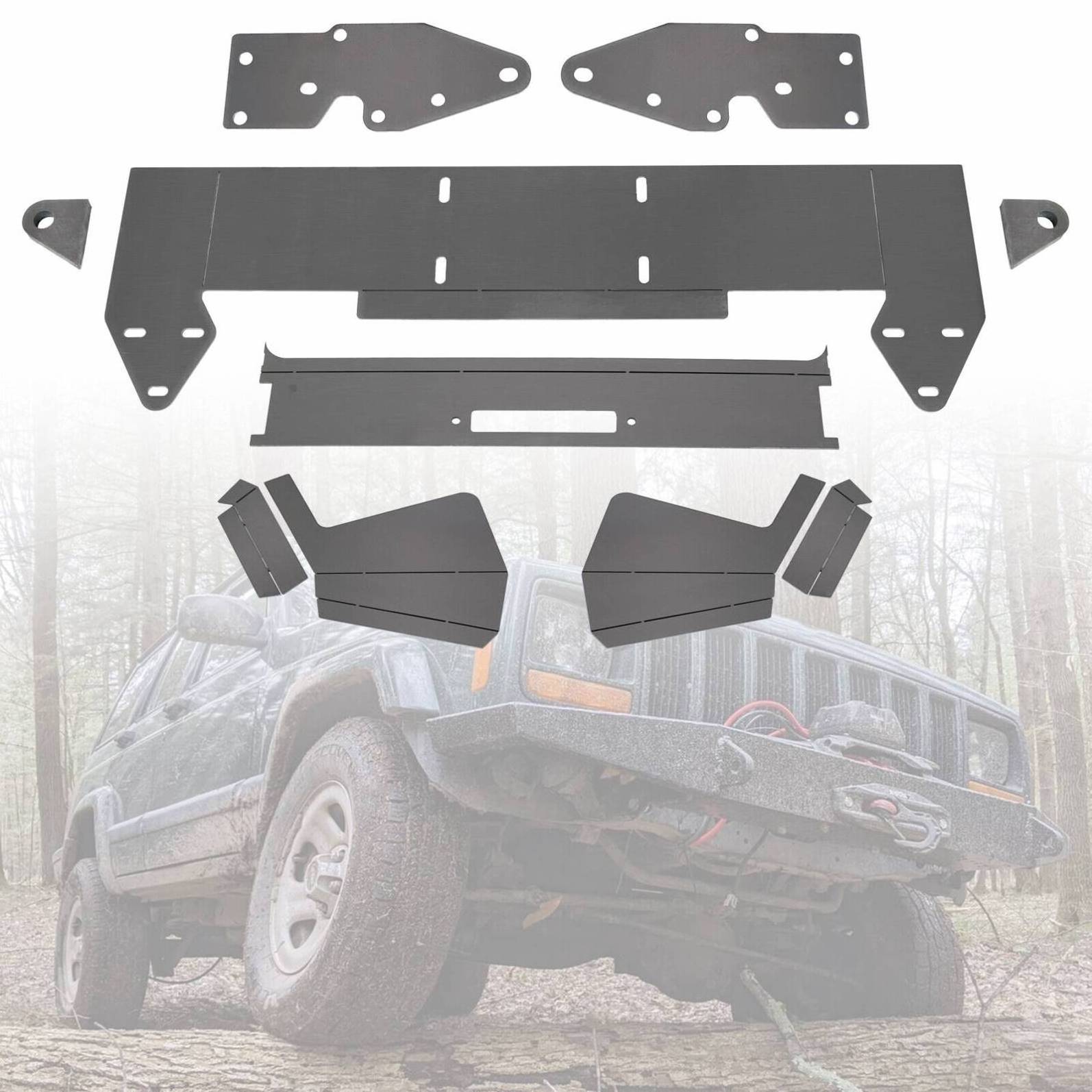 DIY Front Winch Bumper Bare Metal Complete Kit For 1984-2001 Jeep Cherokee XJ