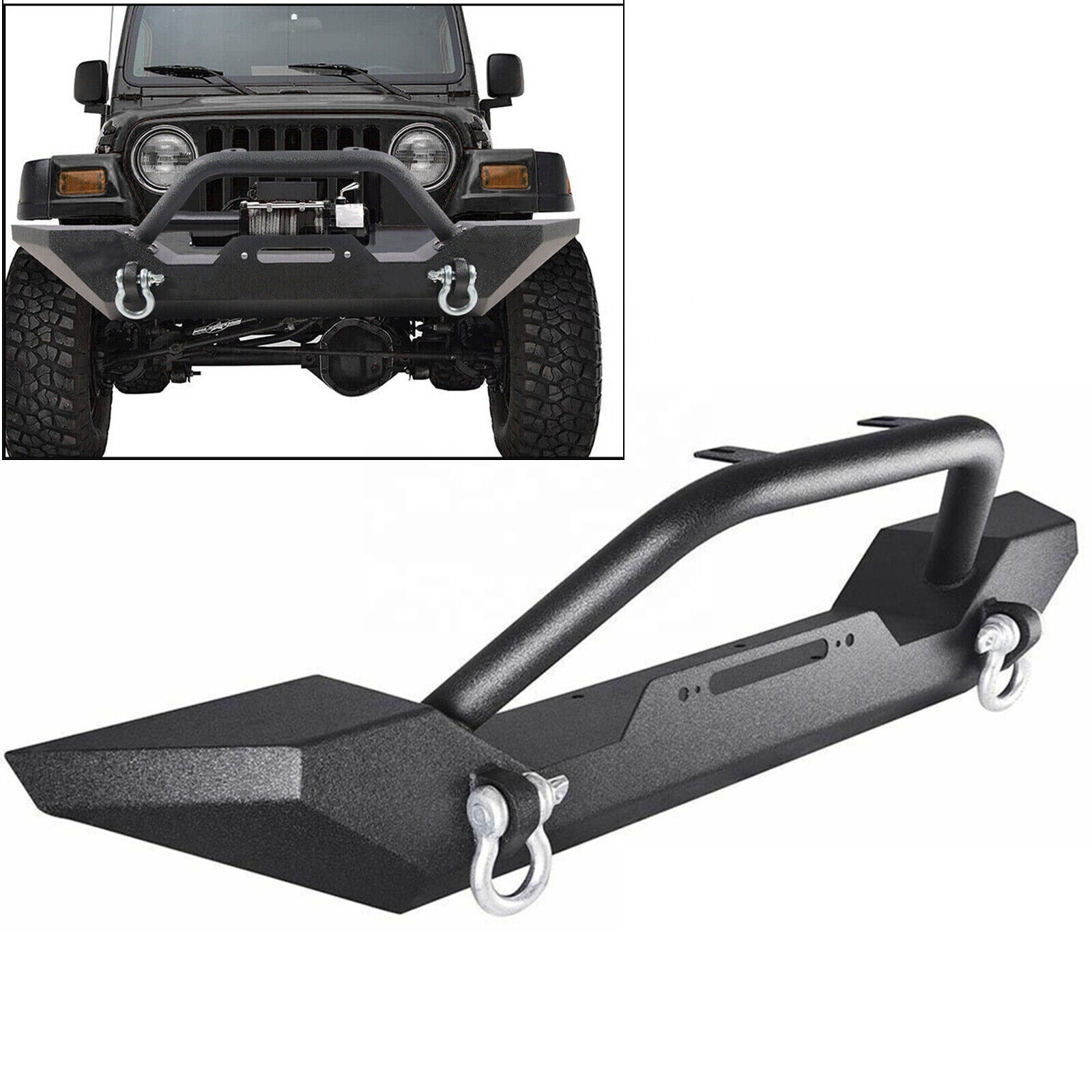 Front Bumper For Jeep Wrangler 87-06 TJ YJ With Winch Plate D-Rings Rock Crawler