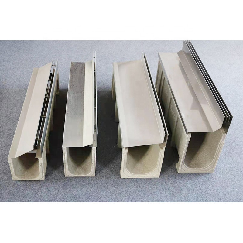 High quality linear drainage ditch resin concrete gutter resin U rainwater drainage ditch with linear cover