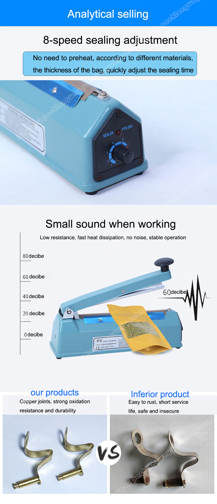 Hand Impulse Sealer Handheld high temperatureImpulse Heat bonding Sealer Manual Sealing Machine