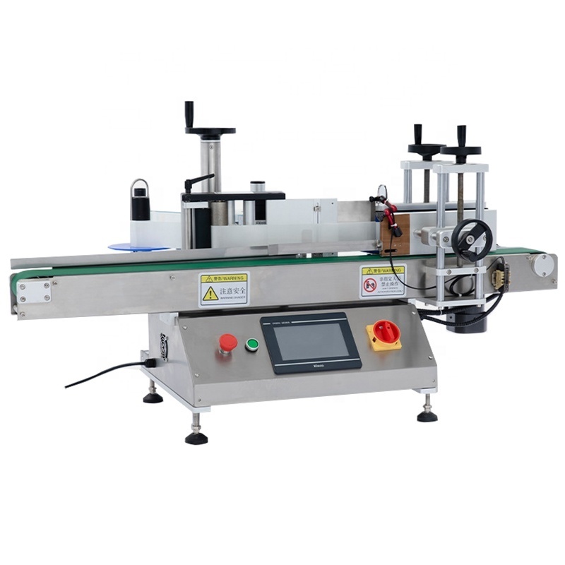 Tabletop Left to Right Small Vial Sticker Automatic Round Bottle Labeling Machine for bottles with printer