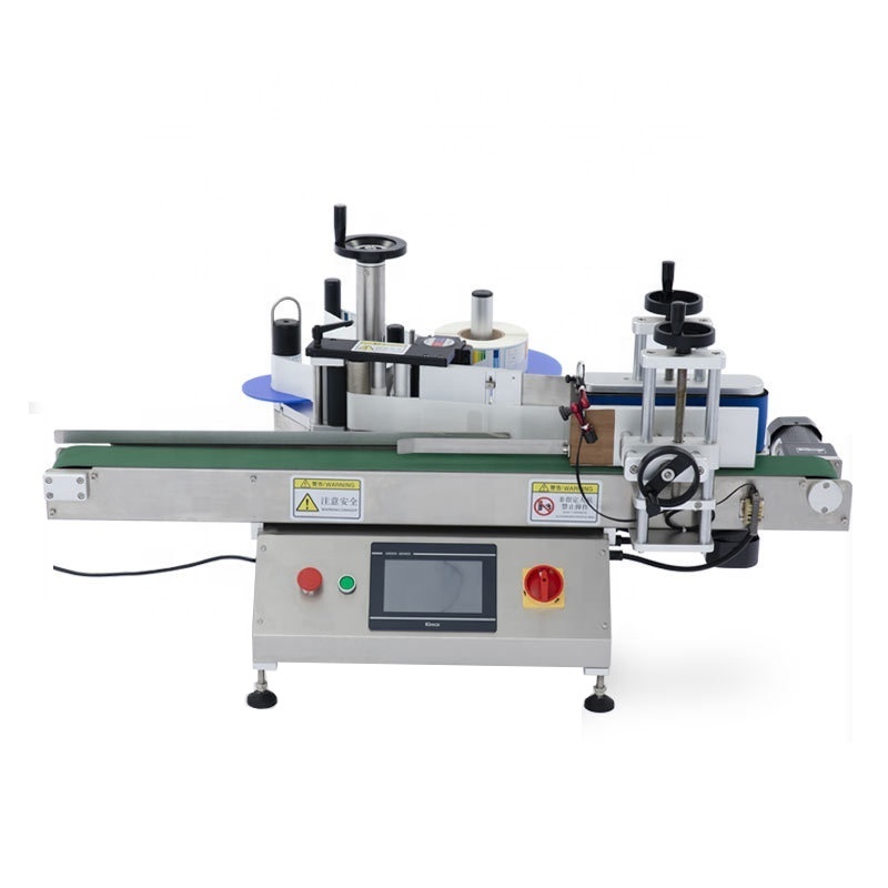 Tabletop Left to Right Small Vial Sticker Automatic Round Bottle Labeling Machine for bottles with printer