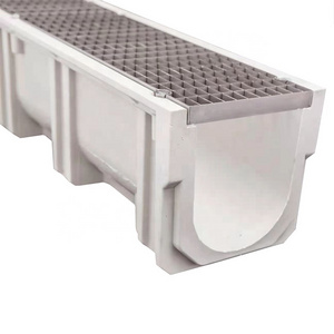 Hot sale U type drain polymer concrete drainage channel rainwater drainage ditches building materials gutter with grating