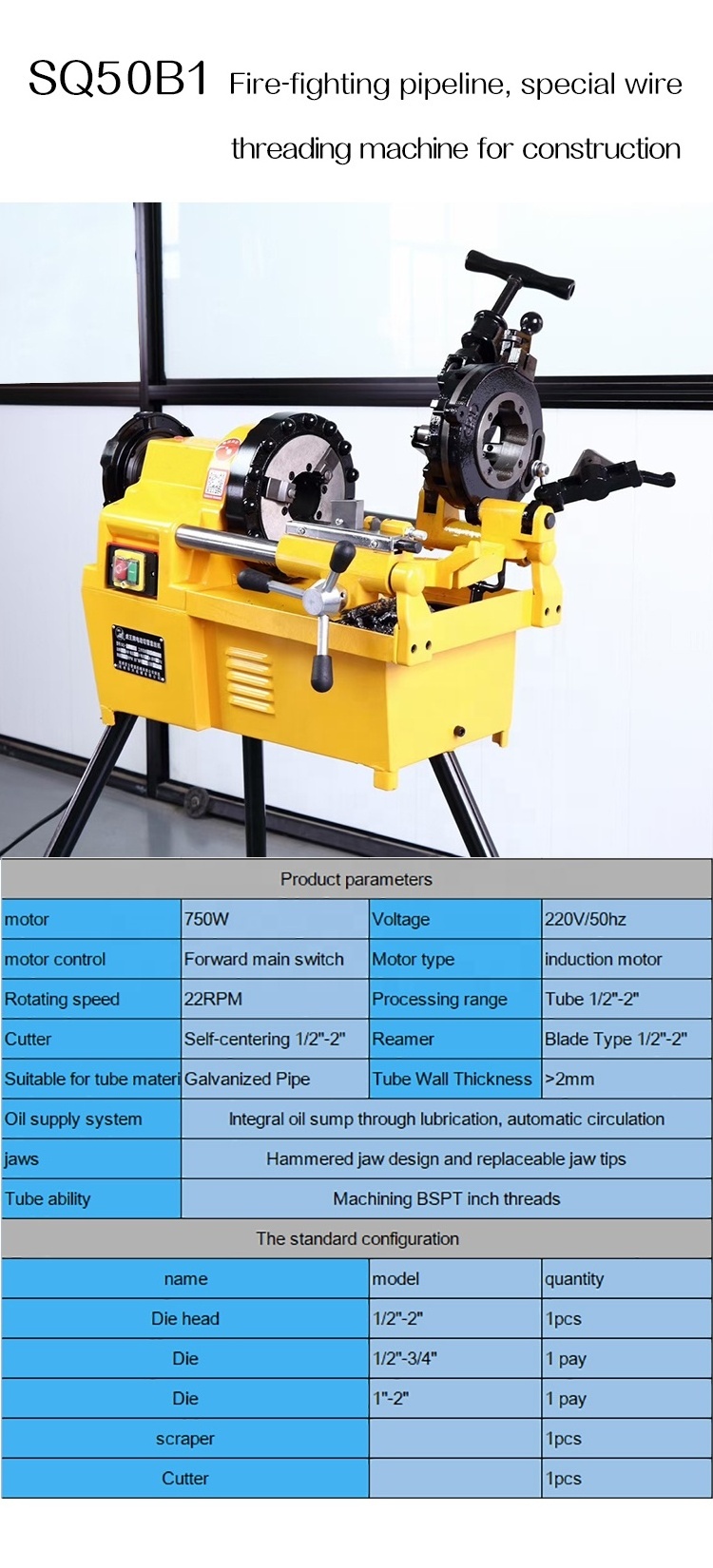 Electric Pipe Threading Machine For Threading Of Various Water Electric Or Gas Pipes threader