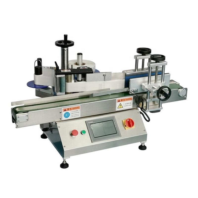 Tabletop Left to Right Small Vial Sticker Automatic Round Bottle Labeling Machine for bottles with printer