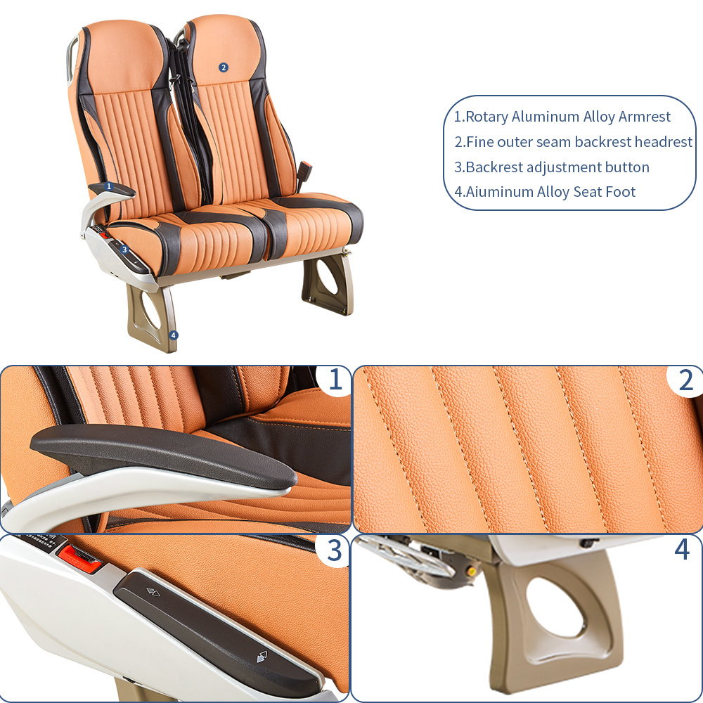 Factory Supply commercial bus passenger seats, vip coach folding passenger buses seat bed