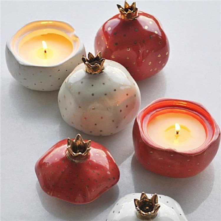 Unique creative design luxurious gift gold decor home hotel candles bowl luxury candle vessels ceramic candle jar with lid