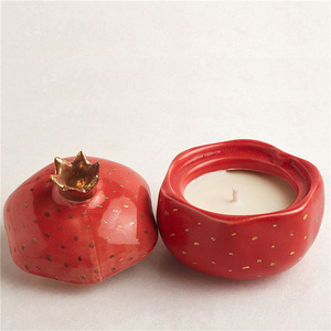 Unique creative design luxurious gift gold decor home hotel candles bowl luxury candle vessels ceramic candle jar with lid