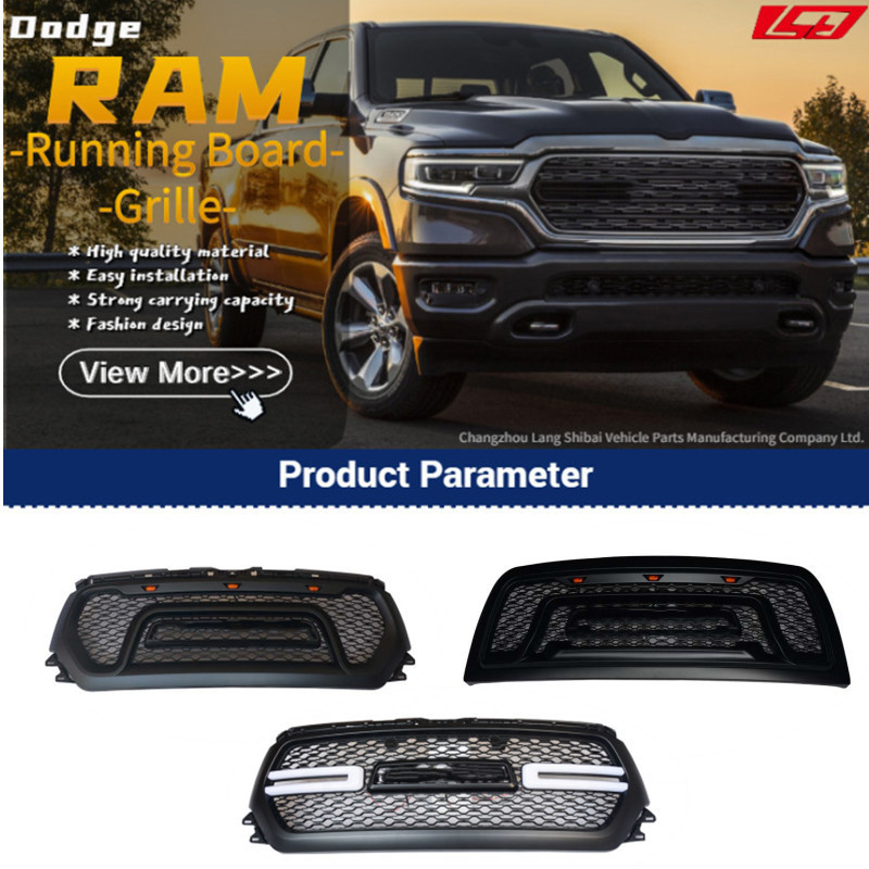 LSB OEM Cheap Abs Black Front Car Grille Accessories Parts For 13-18 Dodge Ram 1500 With Amber Led Lights Body Kit