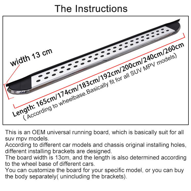 OEM Aluminum Car Universal Side Step Running Board Accessories for SUV Models